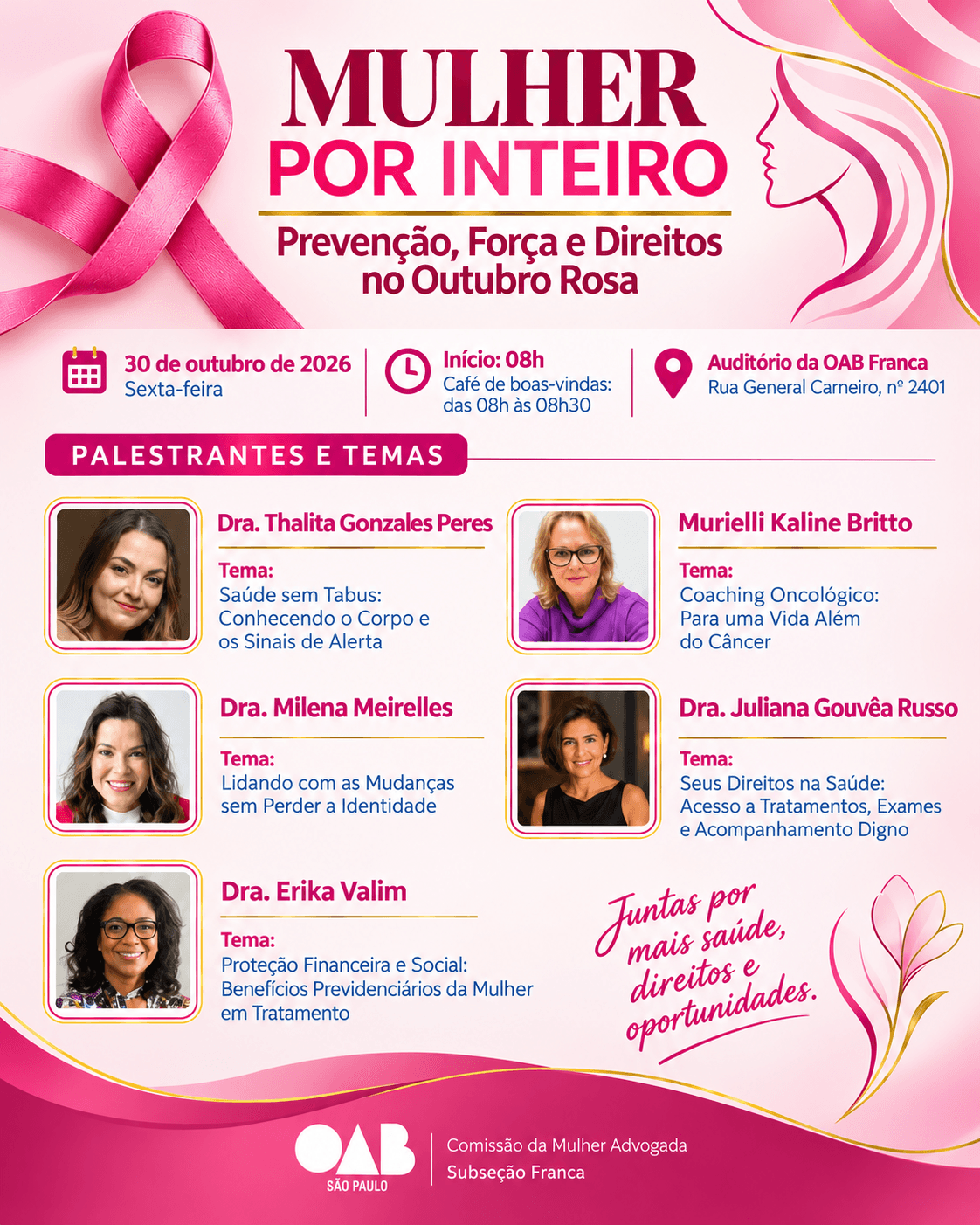 Mulher por Inteiro: Prevenção, Força e Direitos no Outubro Rosa.