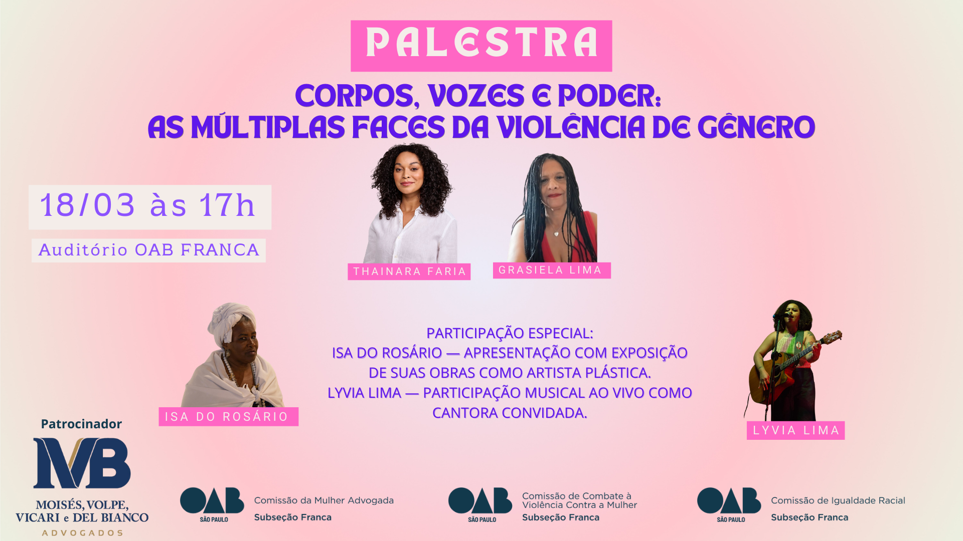 Palestra Corpos, Vozes e Poder: as Múltiplas Faces da Violência de Gênero 18/03/2026