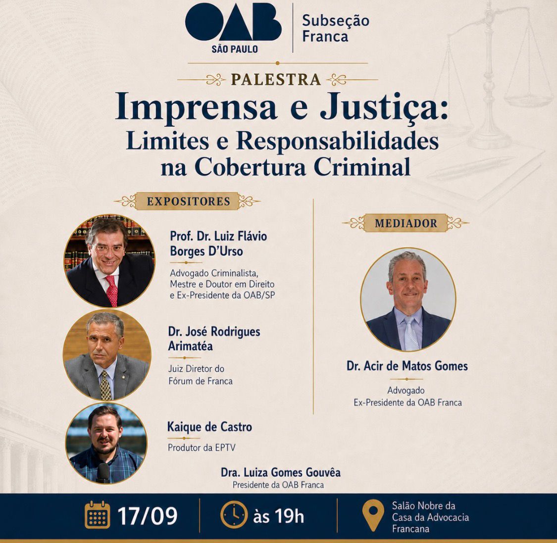 Palestra “Imprensa e Justiça: Limites e Responsabilidades na Cobertura Criminal”.